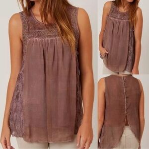 2/$30 Buckle Gimmicks BKE Beaded Lace Sheer Embellished Button Tank Top Blouse